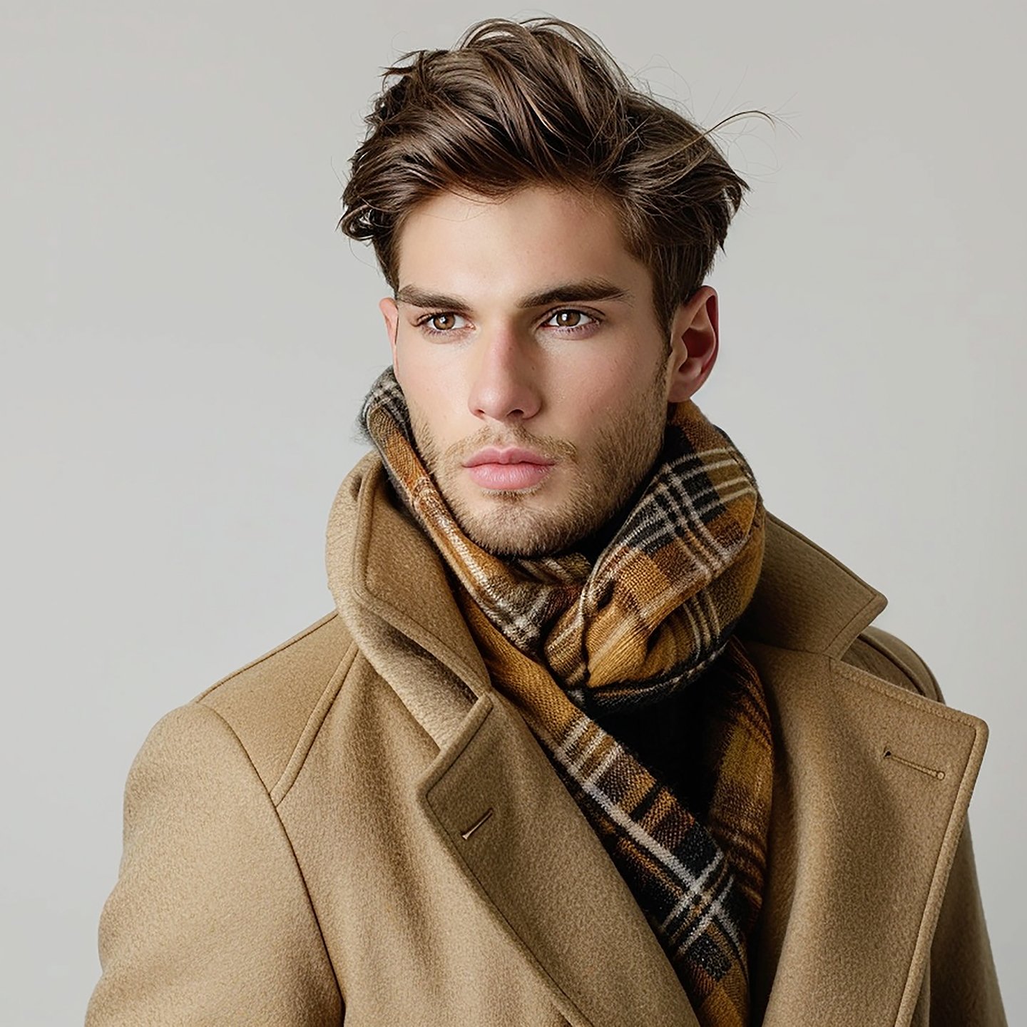 Men Cashmere Check Scarf by OneEntry